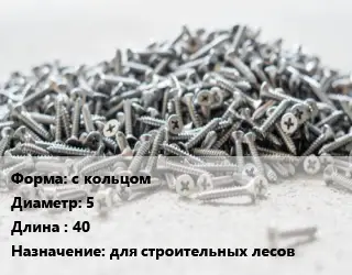 Шуруп с кольцом 5х40 для строительных лесов